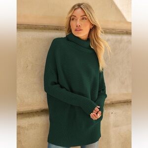 LILLUSORY Oversized Ribbed Tunic Sweater Womens L